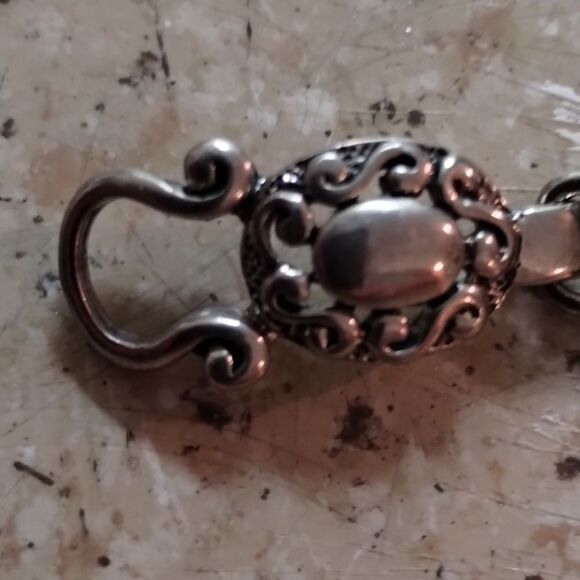 Vintage Blackened silver link bracelets with magnetic closure 7-inch - Picture 7 of 9